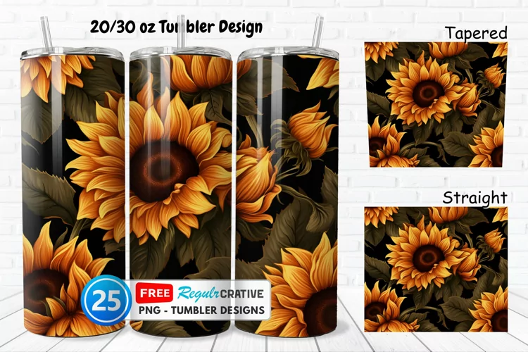 Halloween Rust Sunflowers 20/30oz Tumbler, BONUS 25 Tumbler