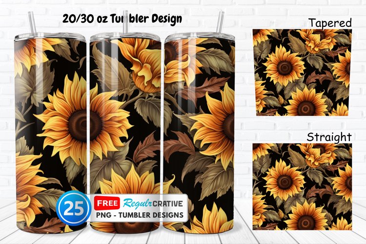 Halloween Rust Sunflowers 20/30oz Tumbler, BONUS 25 Tumbler example image 1