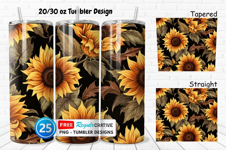 Halloween Rust Sunflowers 20/30oz Tumbler, BONUS 25 Tumbler