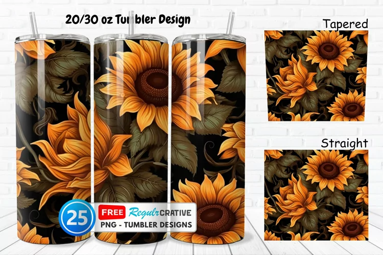 Halloween Rust Sunflowers 20/30oz Tumbler, BONUS 25 Tumbler