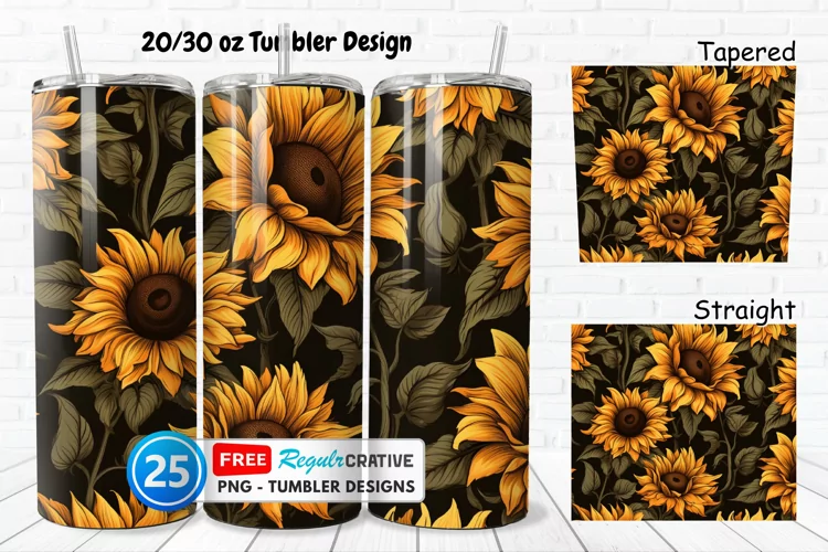 Halloween Rust Sunflowers 20/30oz Tumbler, BONUS 25 Tumbler