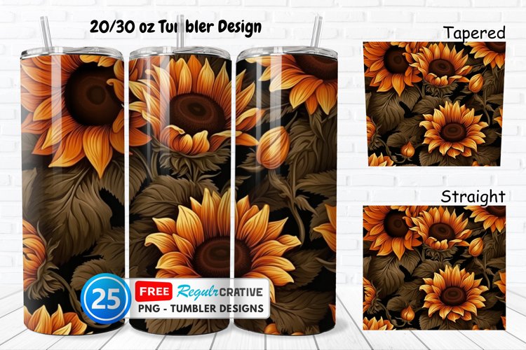 Halloween Rust Sunflowers 20/30oz Tumbler, BONUS 25 Tumbler example image 1
