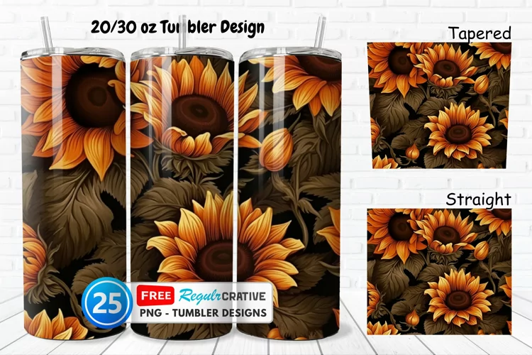 Halloween Rust Sunflowers 20/30oz Tumbler, BONUS 25 Tumbler