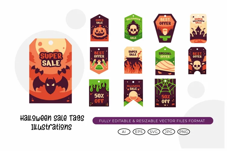 Halloween Sale Tags Illustrations