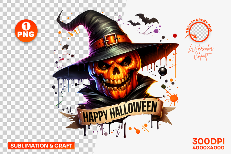 Halloween Scarecrow Pumpkin Sublimation Clipart PNG
