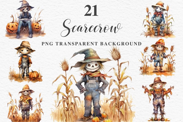 Halloween Scarecrow Pumpkin Fall Clipart PNG Scrapbooking