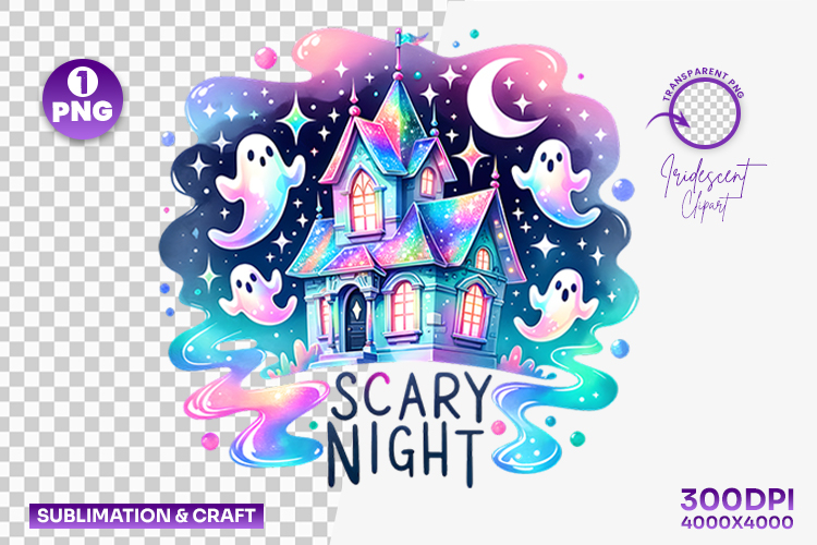 Halloween Scary Night Pastel Ghost Clipart PNG Sublimation