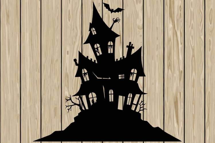 Halloween scene stencil silhouette SVG