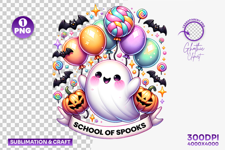 Halloween School Of Spooks Ghost Clipart PNG Sublimation