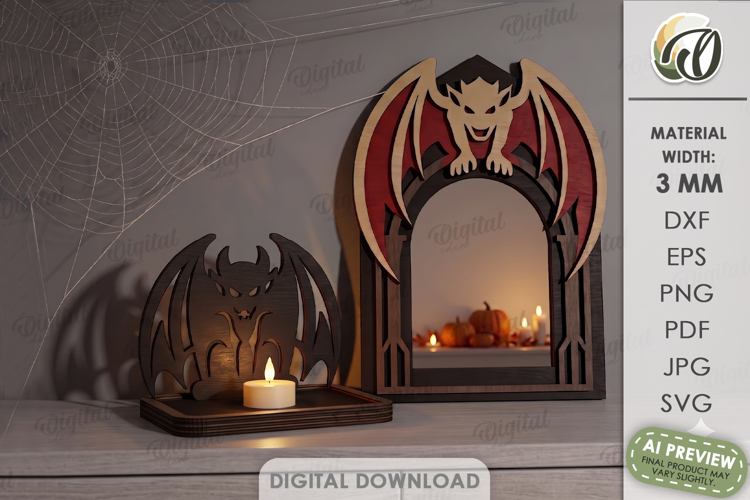Halloween Shadow Candle Holder Lasercut. Tealight Holder SVG