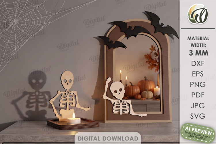 Halloween Shadow Candle Holder Lasercut. Tealight Holder SVG