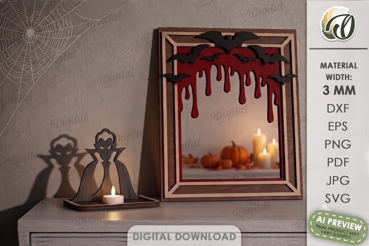 Halloween Shadow Candle Holder Lasercut. Tealight Holder SVG