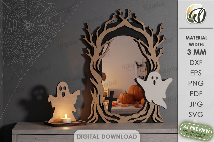 Halloween Shadow Candle Holder Lasercut. Tealight Holder SVG