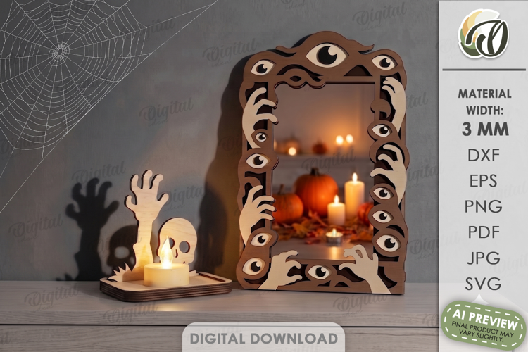 Halloween Shadow Candle Holder Lasercut. Tealight Holder SVG