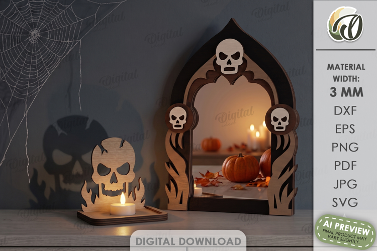 Halloween Shadow Candle Holder Lasercut. Tealight Holder SVG