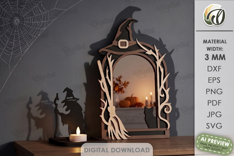 Halloween Shadow Candle Holder Lasercut. Tealight Holder SVG