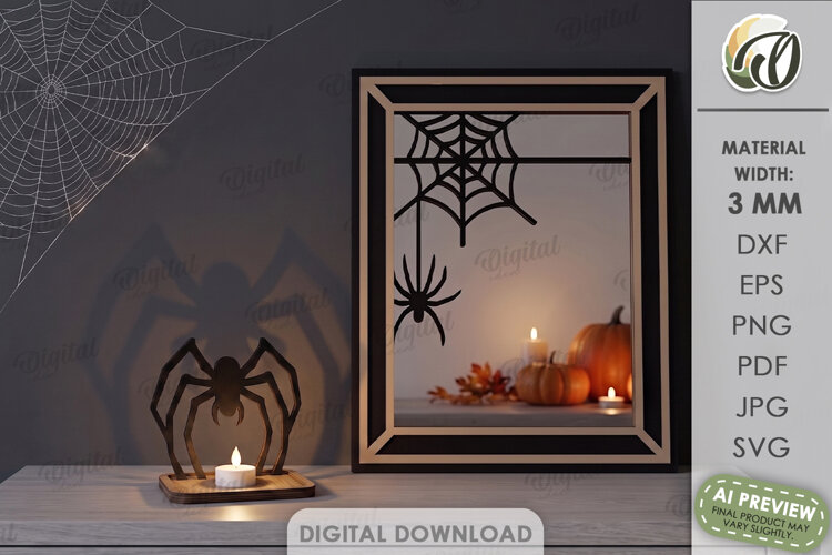 Halloween Shadow Candle Holder Lasercut. Tealight Holder SVG example image 1