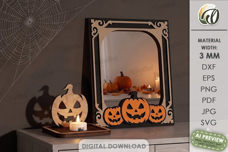 Halloween Shadow Candle Holder Lasercut. Tealight Holder SVG example image 1