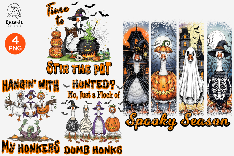 Halloween Silly Goose PNG Funny Spooky Ghost Goose Witch