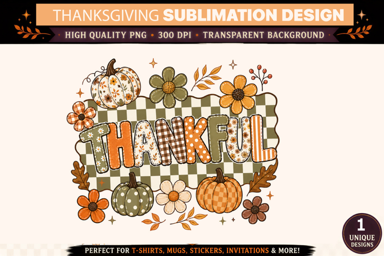 Thankful PNG, Thanksgiving Shirt Design, Fall Pumpkin PNG