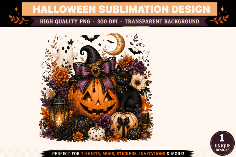 Halloween Clipart PNG Spooky Witch Ghost Design example image 1