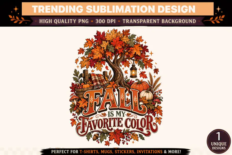 Fall Is My Favorite Color PNG, Autumn Tree Pumpkin Harvest S