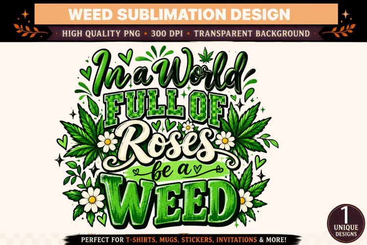 In a World Full of Roses Be a Weed PNG, Cannabis Sublimation