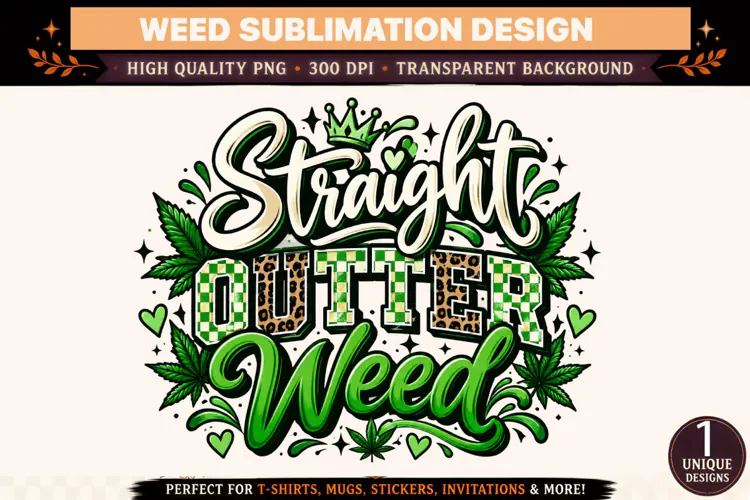 Straight Outta Weed PNG, Cannabis Sublimation Design, Green
