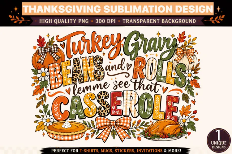 Funny Thanksgiving PNG, Turkey Gravy Beans and Rolls, Lemme
