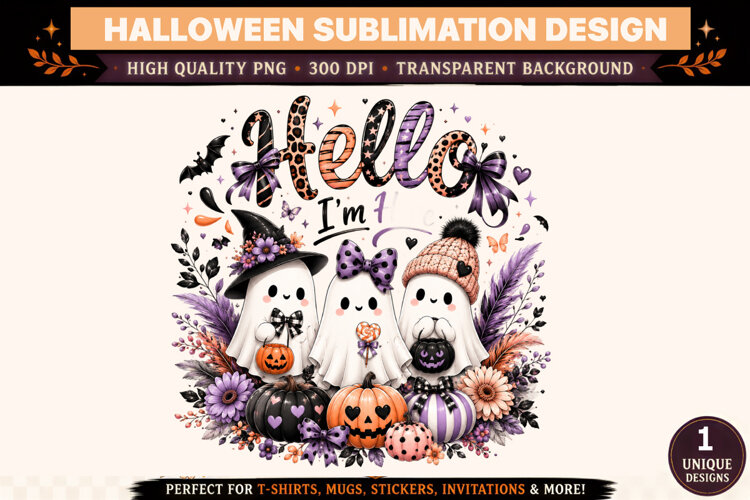 Halloween Clipart PNG Spooky Witch Ghost Design example image 1