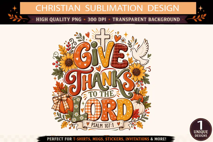 Give Thanks to the Lord PNG, Christian Thanksgiving Sublimat