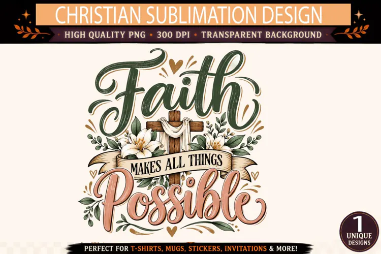 Faith Makes All Things Possible PNG, Christian Cross Sublima