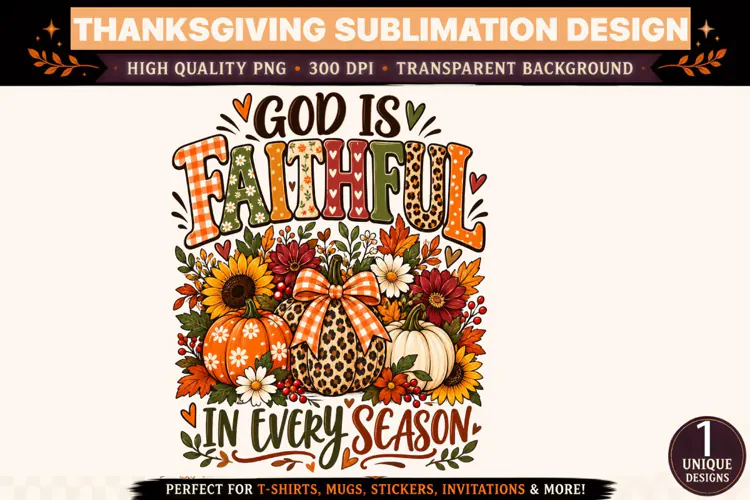 God Is Faithful PNG, Christian Thanksgiving Shirt Design, Fa