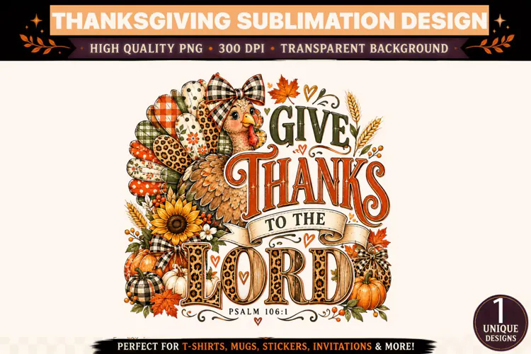 Give Thanks to the Lord PNG, Thanksgiving Christian Sublimat