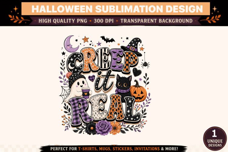 Creep it real Sublimation,Spooky Season Sublimation Design example image 1