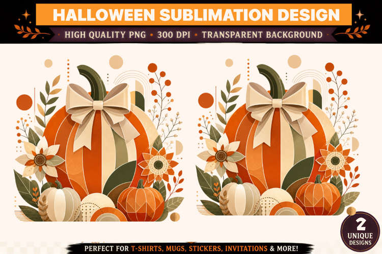 Halloween PNG | Pumpkin Floral | Halloween Sublimation Desig