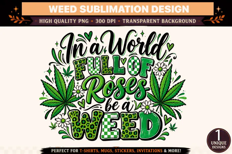 In a World Full of Roses Be a Weed PNG, Cannabis Sublimation