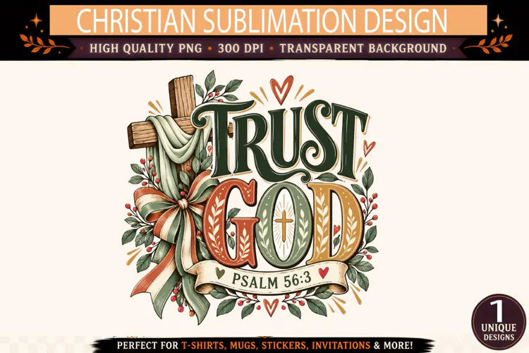 Trust God PNG, Psalm 56:3 Christian Bible Verse Sublimation