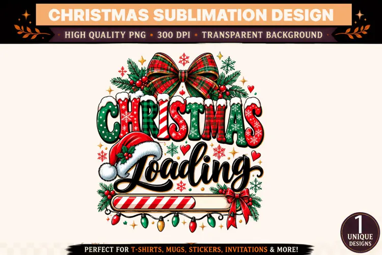 Christmas Loading PNG, Christmas Sublimation Design, Festive
