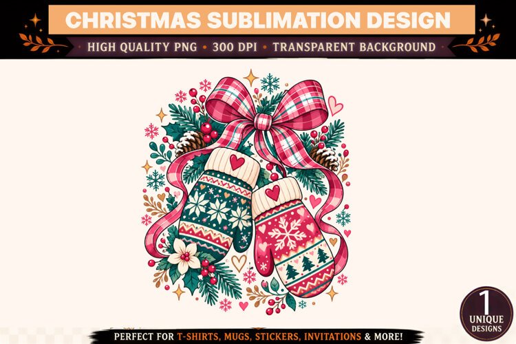 Christmas Mittens PNG example image 1