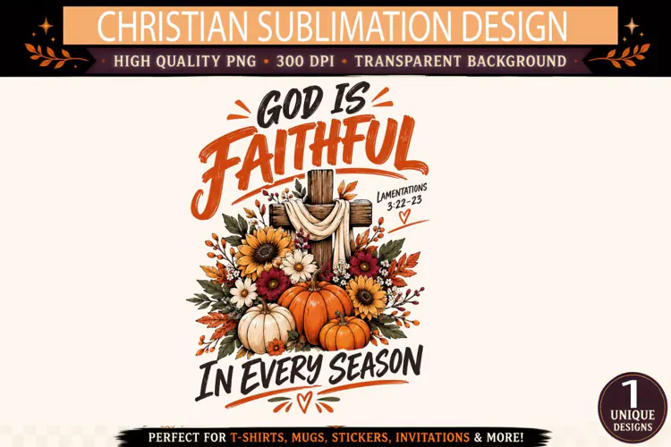 God Is Faithful PNG, Lamentations 3:22-23 Christian Fall Sub