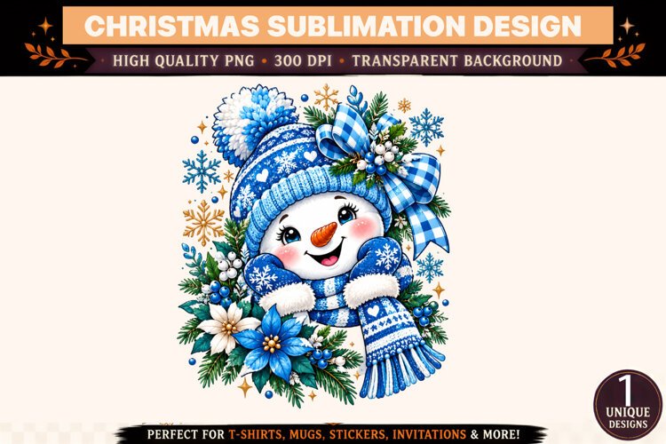 Blue Snowman PNG example image 1