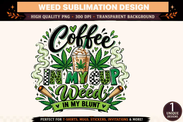 Coffee in My Cup Weed in My Blunt PNG, Funny Cannabis Coffee