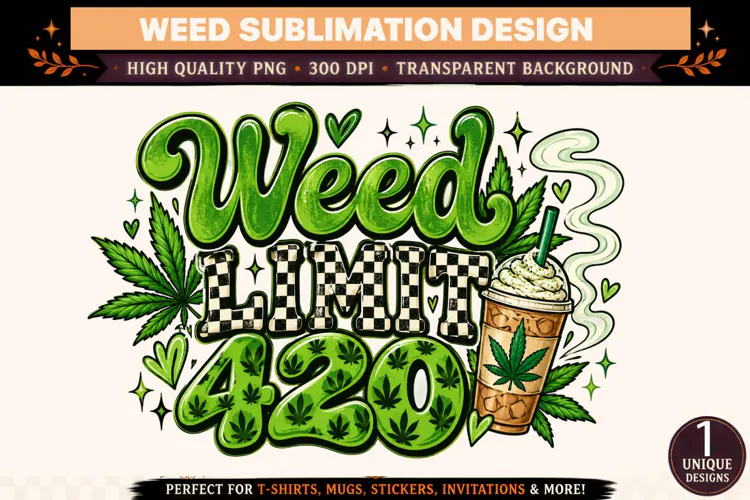Weed Limit 420 PNG, Funny Cannabis Sublimation Design, Green