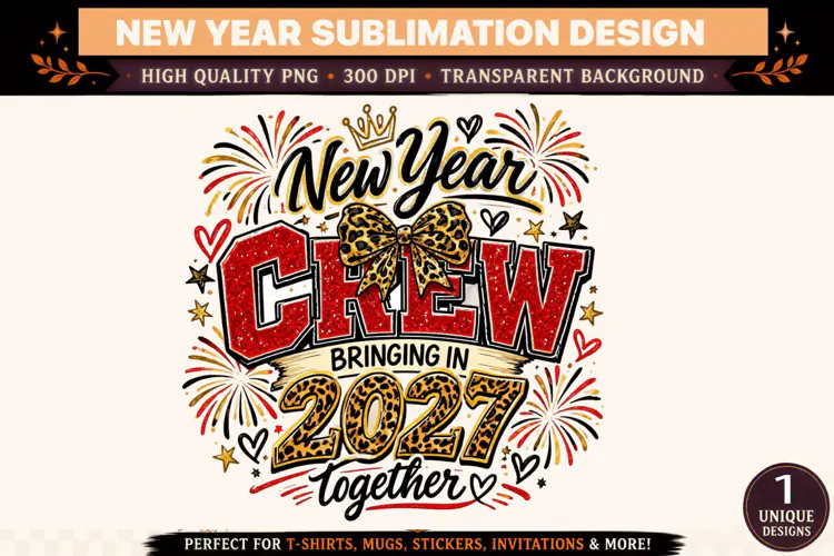 New Year Crew 2027 PNG, Bringing in 2027 Together Sublimatio