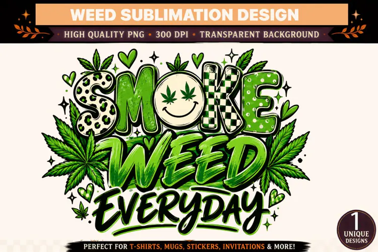Smoke Weed Everyday PNG, Funny Cannabis Sublimation Design,
