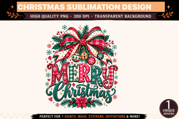 Merry Christmas PNG, Christmas Sublimation Design, Christmas