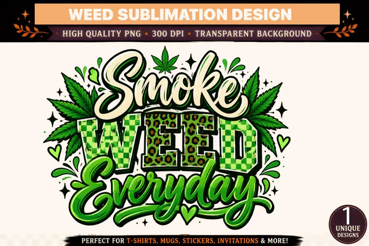 Smoke Weed Everyday PNG, Cannabis Sublimation Design, Green