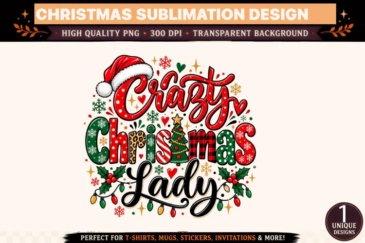 Crazy Christmas Lady PNG, Funny Christmas Sublimation Design