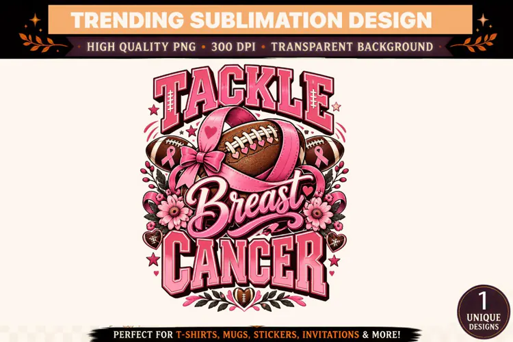 Tackle Breast Cancer Football PNG, Pink Ribbon Sports Awaren